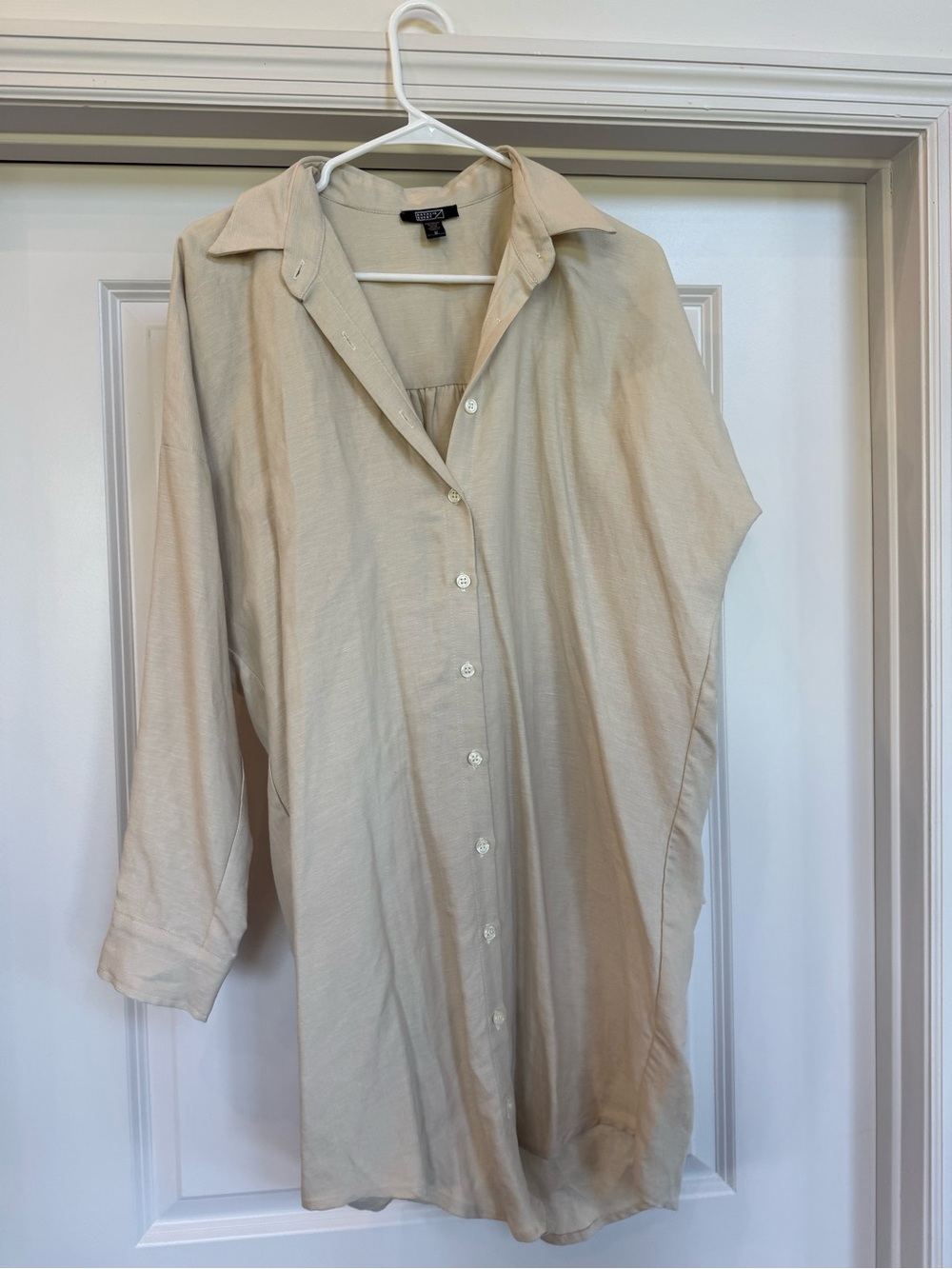 Light Cream Women’s Button-Down Dress by Natalie Busby